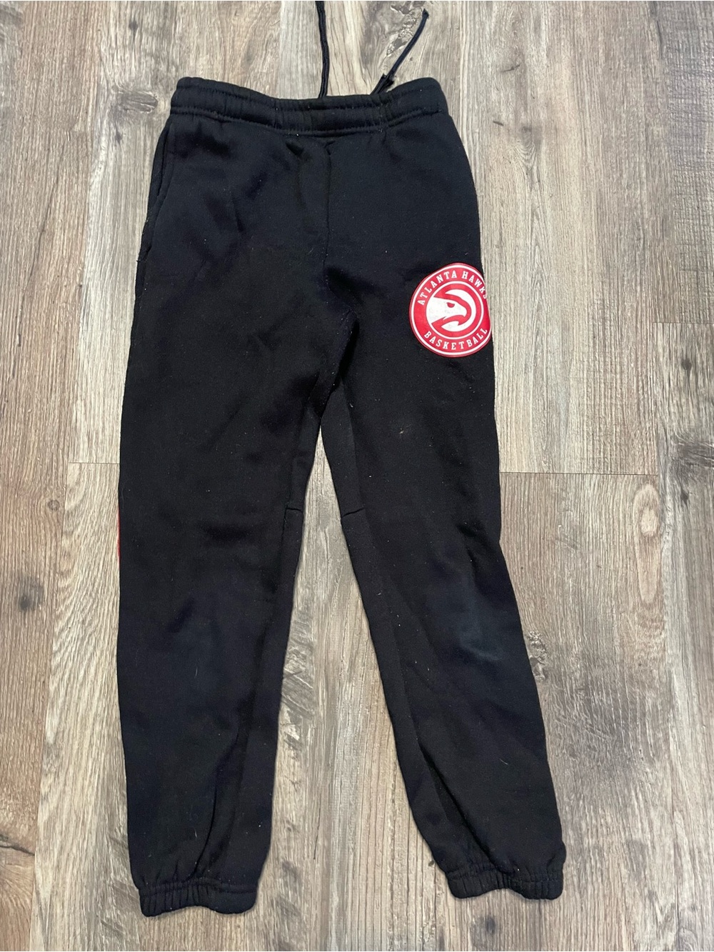 NBA Black Kids Sweatpants with Red Atlanta Hawks Patch